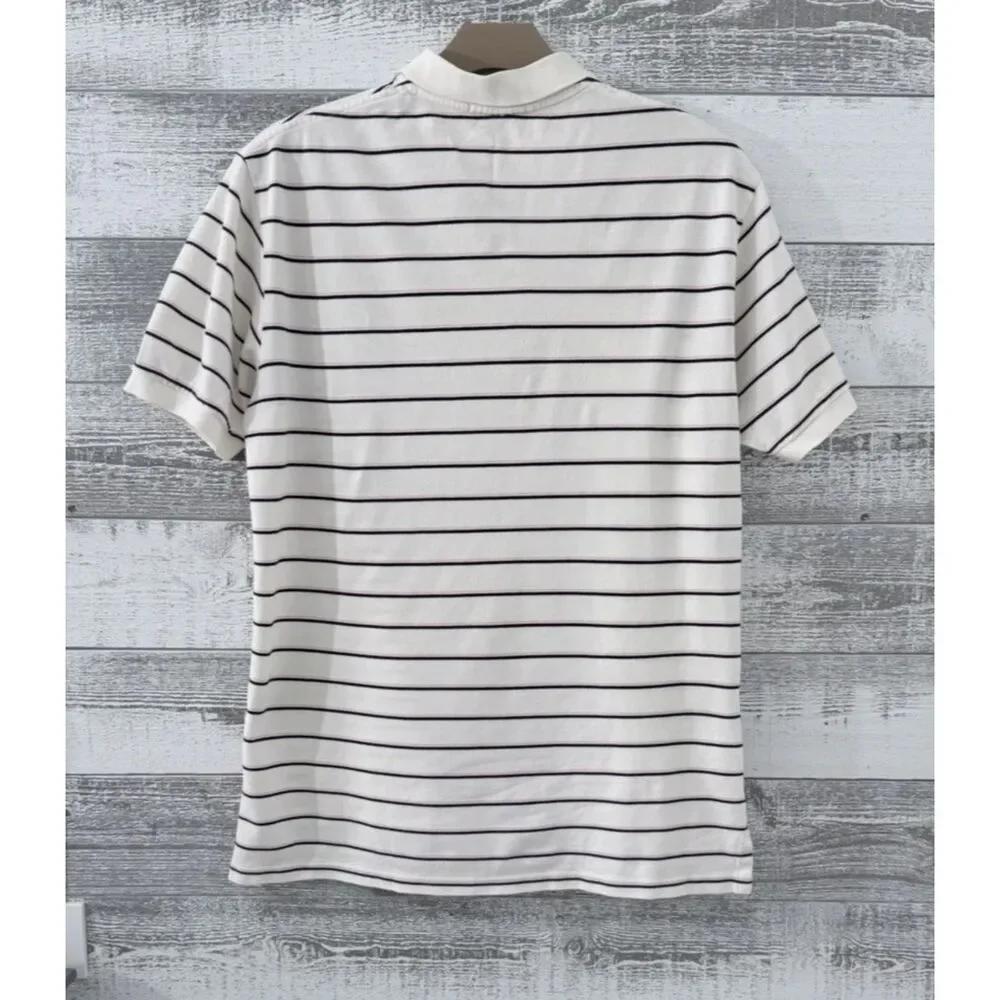 Polo Ralph Lauren Polo Shirt Men's XL Striped Cream 100% Cotton Short Sleeve